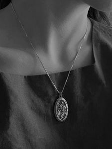 Saint Christopher Oval Pendant Necklace